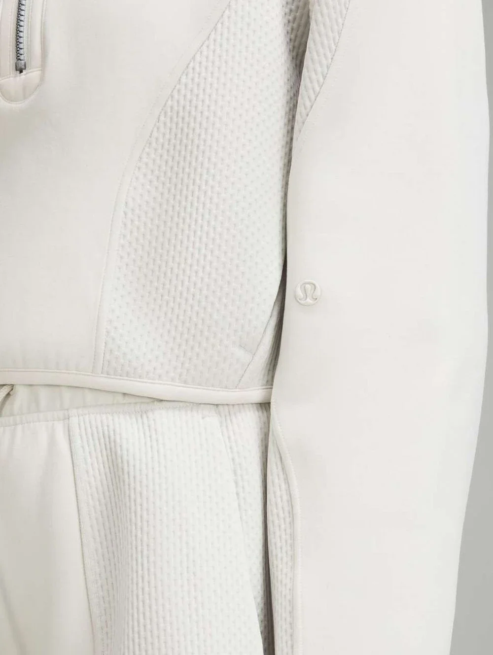 Lululemon Mixed Fabric Half-Zip Pullover Size Small Bone Buttery Soft - Picture 3 of 7